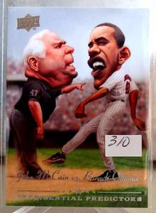 lot 310 image: $$$ 2008 UD Presidential Running Mate Predictors #PP10 Barack ObamaJohn McCain $$$