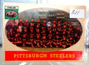 lot 311 image: 62 YEAR OLD CARD - VINTAGE 1958 Topps #116 Pittsburgh Steelers Team Card