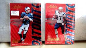 lot 328 image: PAIR - 2018 Panini Absolute Tom Brady New England Patriots #64 & Rob Gronkowski #65