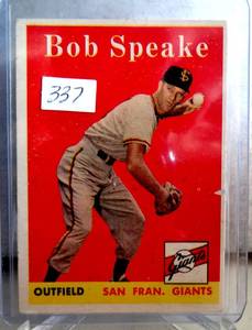 lot 337 image: Vintage 1958 TOPPS BOB SPEAKE CARD #437 GIANTS VG