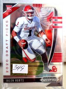 lot 349 image: ROOKIE - Jalen Hurts RC 2020 Panini Prizm Draft Picks  Prizm #129 EAGLES