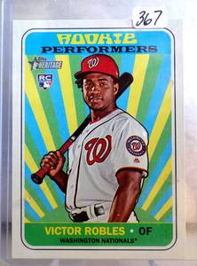 lot 367 image: ROOKIE - VICTOR ROBLES 2018 Topps Heritage Rookie Performers #RP-VR RC  ROOKIE CARD