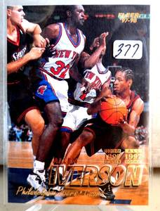 lot 377 image: ROOKIE - 97-98 Allen Iverson Fleer - Philadelphia 76ERS Rookie of the Year #300