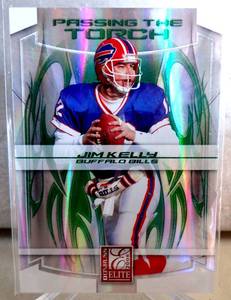 lot 392 image: LIMITED (400) - 2008 Donruss Elite Passing the Torch Green #5 Jim Kelly Trent Edwards 400 NM-MT