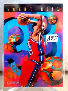 lot 397 image: 1995 Hoops Jumbo Grant Hill Number Crunchers # 3 Pistons