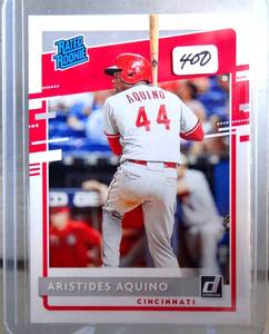 lot 400 image: ROOKIE - 2020 DONRUSS REDS ARISTIDES AQUINO RATED ROOKIE CARD #39