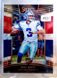 lot 401 image: ROOKIE - DALLAS COWBOYS MIKE WHITE 2018 SELECT FOOTBALL CARD RED WHITE BLUE #95