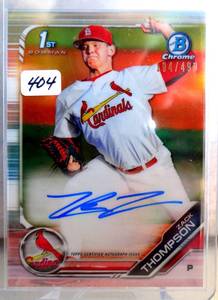 lot 404 image: $$$ LIMITED AUTOGRAPHED - 2019 Bowman Draft Chrome Pick REFRACTOR Zack Thompson #CDA-ZT Auto 194499