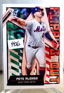 lot 406 image: 2020 Topps Big League PETE ALONSO Flipping Out Insert Mets #FO-6