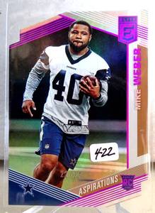 lot 422 image: LIMITED ROOKIE OF 24 - MIKE WEBER 2019 DONRUSS ELITE #176 ROOKIE ASPIRATIONS DIE-CUT #2224
