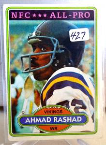 lot 427 image: 1980 Topps Football #467 Ahmad Rashad Minnesota Vikings NFCAll-Pro