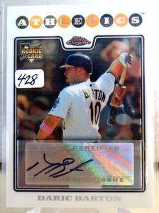lot 428 image: ROOKIE AUTOGRAPH - 2008 Topps Daric Barton Rookie Auto Oakland Athletics #226
