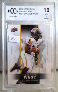 lot 90 image: BCCG GRADE 10 - Terrance West 2014 UD Football Star Rookies card #32 Towson Tigers BCCG 10 Mint