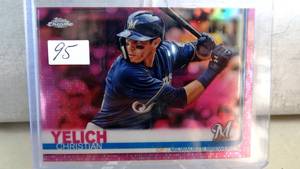 lot 95 image: Christian Yelich 2020 Topps Chrome Pink Refractor Card #138