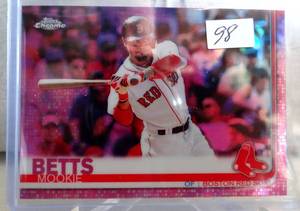 lot 98 image: 2019 Topps Chrome Mookie Betts Pink Refractor Card #50