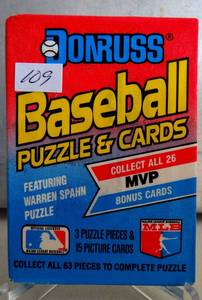 lot 109 image: 1989 Donruss Baseball Cards Featuring Warren Spahn Unopened WAX Pack