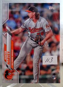 lot 113 image: ROOKIE - Hunter Harvey - #364 2020 Topps Opening Day Rookie Card - Baltimore Orioles