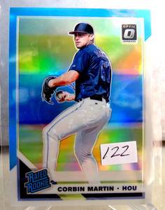 lot 122 image: 2019 Donruss Optic Carolina Blue and White #94 Corbin Martin