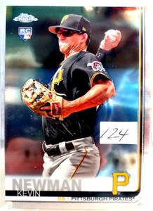 lot 124 image: ROOKIE - 2019 Topps Chrome KEVIN NEWMAN Rookie card #134. MINT. Pittsburgh Pirates RC