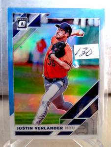lot 130 image: 2019 Donruss Optic Carolina Blue and White #172 Justin Verlander