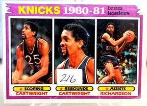 lot 216 image: Topps Knicks 1980-81 Team Leaders Cartwright & Richardson #58