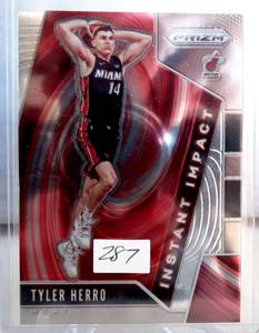 lot 287 image: HOT ROOKIE - 2019-20 PRIZM SILVER INSTANT IMPACT ROOKIE TYLER HERRO HEAT