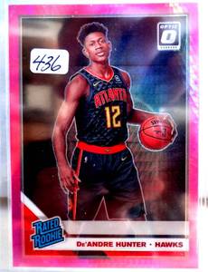 lot 436 image: HOT ROOKIE - 2019-20 Donruss Optic Rated Rookie Hyper Pink Prizm DeAndre Hunter RC