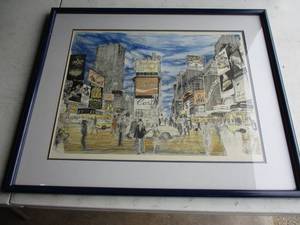 lot 10 image: S (SANDRA)  FINKENBERG - 1982 SIGNED, Color- New York Times Square Musical Print.