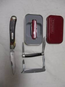 lot 21 image: 4-CollectablePocket Knifes---Schrade-Old Timer, Imperial, Barlow And Swiss-Victorinox,