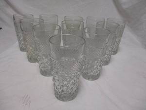 lot 31 image: Vintage AH Heavy Diamond Cut, Starburst Bottom, Clear 12 Oz. tumbler, Drinking-Water, Highball Glasses