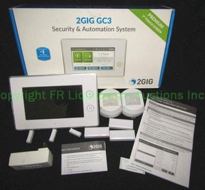 lot 115 image: 2GIG home security system, includes 2 motion sensors, 3 door sensors