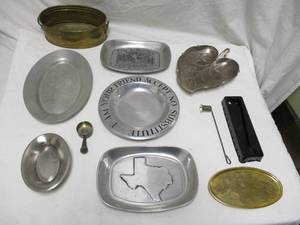 lot 96 image: LOT- Aluminum Bread Plates, Silver Plate And Other Items