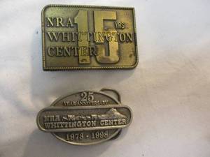 lot 130 image: 2-NRA-Whittington Center- Belt Buckles