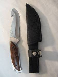 lot 137 image: Cobalt 440-SS Full Tang Hook Blade Hunting Knife With Sheath In Box.