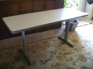 lot 116 image: Steelcase laminate top metal base utility table