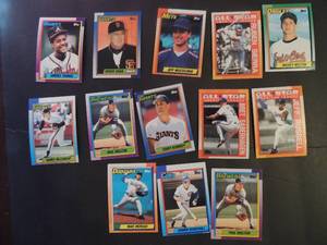 lot 8 image: TOPPS 1990- Various Players and Teams. Cards 351-395. Not consecutive. 13 cards total. Includes 3 1989 �All Star American League� cards #390, #393 and #395. Very good condition, edges slightly worn.