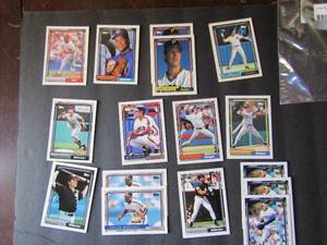 lot 19 image: TOPPS 1992- Various Players and Teams. Cards 220-293. Not consecutive. 16 cards total. Good condition, slight discoloring and staining.