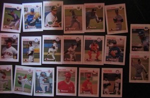 lot 95 image: Impel 1991 �Line Drive Pre-Rookie�- Various players and teams. Cards 511-645. Not Consecutive. 20 Cards total. Good condition, slight edge ware and staining.