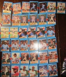 lot 100 image: � FLEER 1988 �Baseballs Exciting Stars�- Various players and teams. Cards 1-20. Not consecutive. 37 Cards total. Good condition, slight fade and worn edges.
