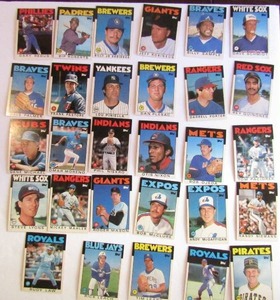 lot 118 image: TOPPS Various Players and teams. Cards 62t-99t. Not consecutive. 29 cards total. Good condition, slightly worn.