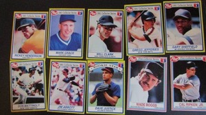 lot 137 image: Post �First Collector Series� 1990 cards #17 and #21. Good condition, slightly worn. Post 1991 �Collector Series� cards 1-39. Not consecutive. 8 cards total. Okay condition, worn and slightly faded.