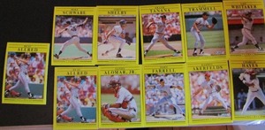 lot 155 image: � FLEER 1991- various players and teams. Cards 351-397. Not consecutive. 11 cards total. Good condition, slight worn edges.