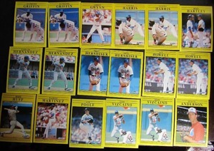lot 151 image: FLEER 1991- various players and teams. Cards 201-225. Not consecutive. 18 cards total. Good condition, slight worn edges.