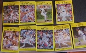 lot 156 image: � FLEER 1991- various players and teams. Cards 404-448. Not consecutive. 9 cards total. Good condition, slight worn edges.