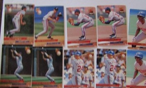 lot 168 image: FLEER ULTRA 1993-MONTREAL EXPOS. Cards 63-71. Not consecutive. 11 cards total. Perfect condition.