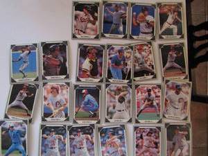 lot 176 image: 1991 LEAF �SERIES 1�- various teams and players. Cards 7-169. Not consecutive. 22 cards total. Good condition, slight worn edges and fading.