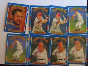 lot 189 image: DONRUSS �Diamond Kings�- tagged 1990 Leaf. Various players and teams. Cards 6-9. 8 cards total. Good condition, some edge ware.