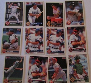 lot 196 image: DONRUSS 1993- various players and teams. Cards 530-551. Not consecutive. 12 cards total. Great condition, slight edge ware.
