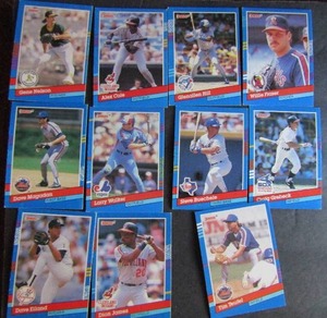 lot 210 image: DONRUSS 1991- various teams and players. Cards 348-385. Not consecutive. 11cards total. Average condition, some bend, slight fade and worn edges.