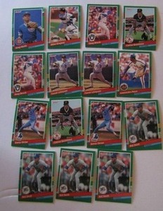 lot 217 image: DONRUSS 1991- various teams and players. Cards 564-574. Not consecutive. 15cards total. Average condition, some bend, slight fade and worn edges.